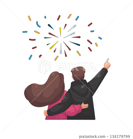 Illustration of couple celebrating New Year 138179799