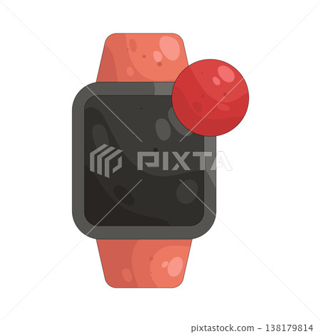 Illustration of watch with notification Illustration of watch with notification 138179814