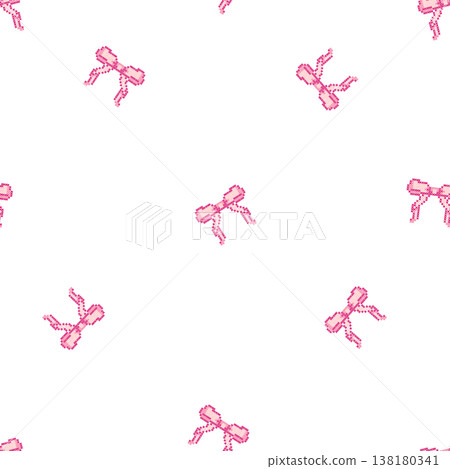 Seamless Pattern Cross Stitch Bow Embroidery Minimal Luxury Nursery Baby Background Vector 138180341
