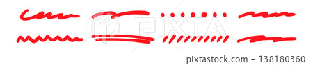 Simple hand-drawn line material set red Simple hand-drawn line material set red 138180360