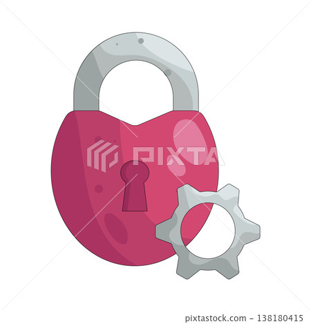 Illustration of heart shaped padlock 138180415