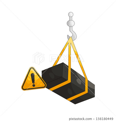 Illustration of Crane Lifting Heavy Load Warning Sign Illustration of Crane Lifting Heavy Load Warning Sign 138180449