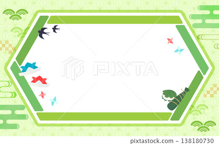 Japanese-style hexagonal frame for Children's Day (Tango no Sekku) 1_No text_Horizontal Japanese-style hexagonal frame for Children's Day (Tango no Sekku) 1_No text_Horizontal 138180730