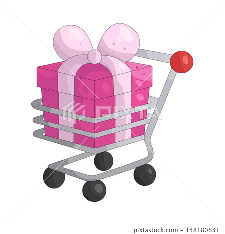 Illustration of Gifts in the shopping cart Illustration of Gifts in the shopping cart 138180831