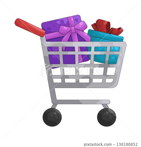 Illustration of Gifts in the shopping cart 138180852