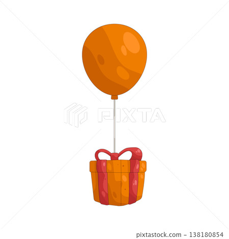 Illustration of gift box with balloon Illustration of gift box with balloon 138180854