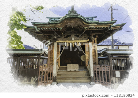福岡縣柳川市沖畑水天宮水彩畫 福岡縣柳川市沖畑水天宮水彩畫 138180924