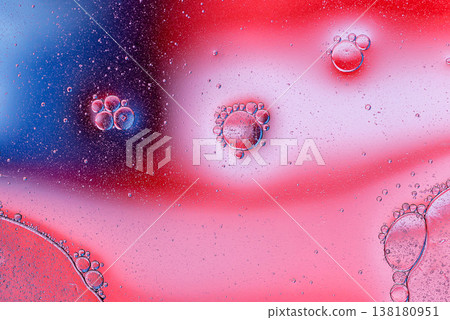 Pink liquid abstract background with oil bubbles Pink liquid abstract background with oil bubbles 138180951