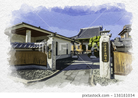 福岡縣柳川市興國寺水彩畫 福岡縣柳川市興國寺水彩畫 138181034