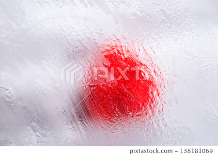 Macro red paint drop on white surface Japanese flag concept Macro red paint drop on white surface Japanese flag concept 138181069
