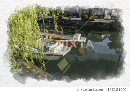 水彩風格畫作,描繪了福岡縣柳川市柳川河遊船觀光街、白州祭典的景色。 水彩風格畫作,描繪了福岡縣柳川市柳川河遊船觀光街、白州祭典的景色。 138181091