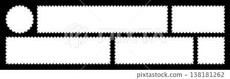 Horizontal frame set with scallop edges. Abstract irregular square box shapes and rectangular 2x1, 3x1, 4x1, 5x1 aspect ratio banners with copy space Horizontal frame set with scallop edges. Abstract irregular square box shapes and rectangular 2x1, 3x1, 4x1, 5x1 aspect ratio banners with copy space 138181262