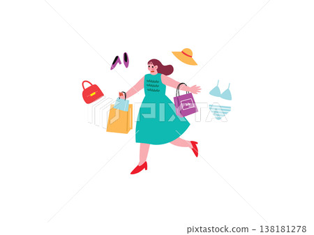 Illustration of women enjoying shopping Illustration of women enjoying shopping 138181278