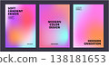 A set of abstract and modern design elements featuring soft blurs and colorful pastel gradient backgrounds. 138181653
