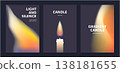 A minimalist candle illustration featuring a gradient flame; an abstract design with a gentle light and a calming atmosphere. 138181655