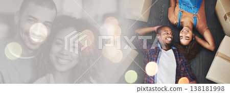Bokeh, success or happy couple in new home for real estate for investment in property or apartment. Smile, relax or excited black man with a biracial woman on house floor with loan, goal or security Bokeh, success or happy couple in new home for real estate for investment in property or apartment. Smile, relax or excited black man with a biracial woman on house floor with loan, goal or security 138181998
