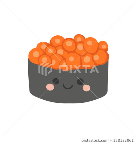 Food illustration rice with fish sushi restaurant for asian menu vector. Seafood isolated japanese with food cartoon healthy for cuisine meal icon. Caviar salmon food with graphic fish design 138182061