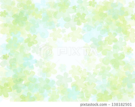 Watercolor flowers and green frame background material 138182501