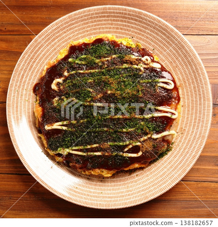 Okonomiyaki, home cooking, presentation, plate Okonomiyaki, home cooking, presentation, plate 138182657