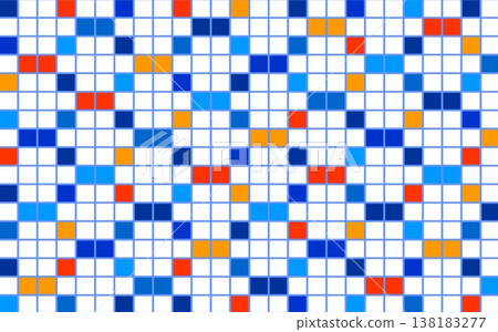 幾何圖案，正方形，白色背景，藍色，橙色 138183277