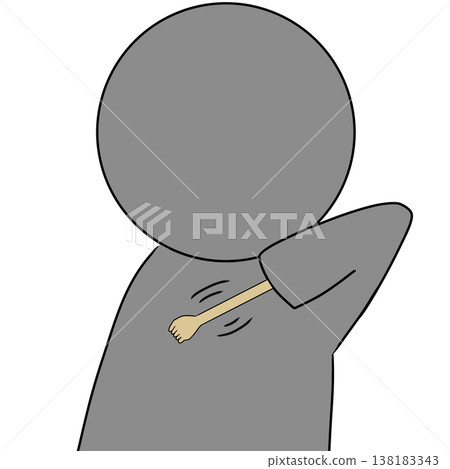 Scratching one's back with a backscratcher 138183343