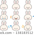 White rabbit face icon set with expressions (with outlines) 138183512