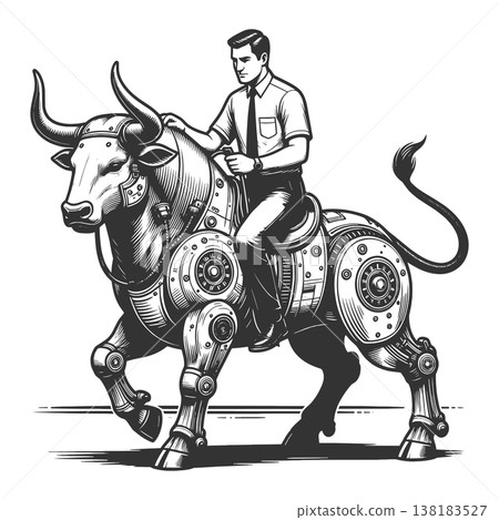 Businessman Riding Mechanical Bull vector Businessman Riding Mechanical Bull vector 138183527