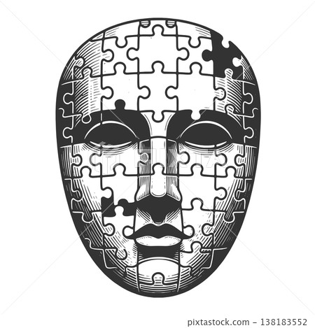 Human Face Made Of Puzzle Pieces vector Human Face Made Of Puzzle Pieces vector 138183552