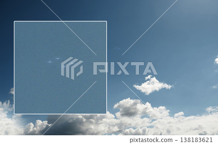 Ufo, spacecraft in sky and alien on camera screen outdoor, surreal saucer fly in clouds and mockup space. Evidence of extraterrestrial spaceship, science fiction fantasy or recording on camcorder Ufo, spacecraft in sky and alien on camera screen outdoor, surreal saucer fly in clouds and mockup space. Evidence of extraterrestrial spaceship, science fiction fantasy or recording on camcorder 138183621