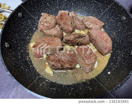 Meat Dish Ready to Eat on Rustic Plate Meat Dish Ready to Eat on Rustic Plate 138183891