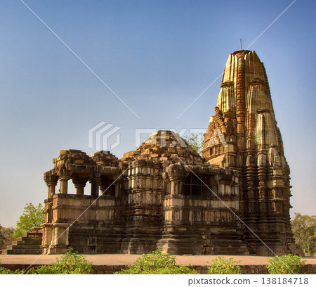 Hindu Temples of Love in Kajuraho. Retro color photo 138184718