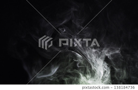 Smoke, dark background and mist, fog or gas on mockup space wallpaper. Cloud, smog and magic effect on black backdrop of steam with abstract texture, dry ice pattern or vapor of incense moving in air Smoke, dark background and mist, fog or gas on mockup space wallpaper. Cloud, smog and magic effect on black backdrop of steam with abstract texture, dry ice pattern or vapor of incense moving in air 138184736