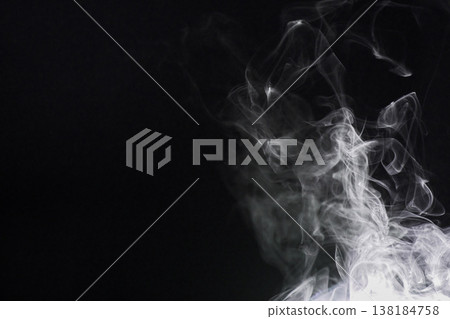 Smoke, dark background and incense, fog or gas on mockup space wallpaper. Cloud, smog and magic effect on black backdrop of steam with abstract texture, dry ice pattern or vapor of mist moving in air Smoke, dark background and incense, fog or gas on mockup space wallpaper. Cloud, smog and magic effect on black backdrop of steam with abstract texture, dry ice pattern or vapor of mist moving in air 138184758