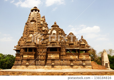 Hindu Temples of Love in Kajuraho. Retro color photo 138184816