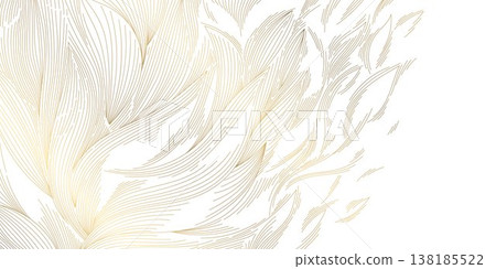 Luxury abstract wave pattern, elegant gold lines on white background. Modern vector design Japanese and Chinese elements, smooth curves, geometric shape, fluid water texture Luxury abstract wave pattern, elegant gold lines on white background. Modern vector design Japanese and Chinese elements, smooth curves, geometric shape, fluid water texture 138185522