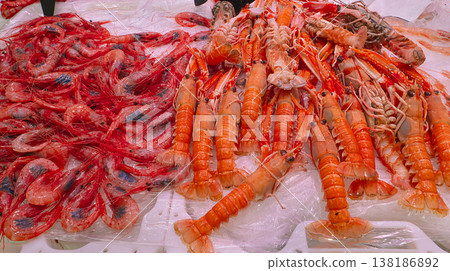 Fresh Crayfish, Fish Market, Spain Fresh Crayfish, Fish Market, Spain 138186892
