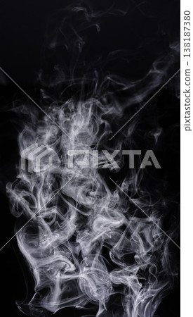 Smoke, black background and steam, fog or gas on mockup space wallpaper. Cloud, smog and magic effect on dark backdrop of mist with abstract texture, pollution pattern and incense vapor moving in air Smoke, black background and steam, fog or gas on mockup space wallpaper. Cloud, smog and magic effect on dark backdrop of mist with abstract texture, pollution pattern and incense vapor moving in air 138187380