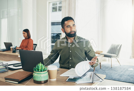 Business, thinking and man with a laptop, documents and problem solving with brainstorming, decision and planning. Person, employee and entrepreneur with a pc, creative and project with paperwork Business, thinking and man with a laptop, documents and problem solving with brainstorming, decision and planning. Person, employee and entrepreneur with a pc, creative and project with paperwork 138187584