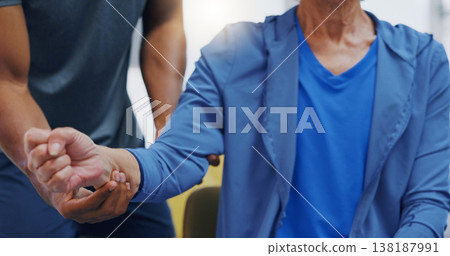 Hands, physiotherapy and recovery with a patient training while listening to her therapist for rehabilitation. Healthcare, fitness or exercise with a person and physiotherapist during a workout Hands, physiotherapy and recovery with a patient training while listening to her therapist for rehabilitation. Healthcare, fitness or exercise with a person and physiotherapist during a workout 138187991