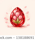 ChatGPT Spring Cherry Blossoms, Tulips, and Gemstone Pendant 138188691