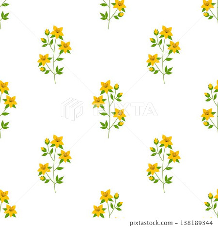 hypericum flower seamless pattern 138189344