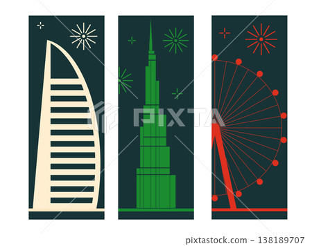 Dubai Travel Banners with Famous Landmarks Dubai Travel Banners with Famous Landmarks 138189707