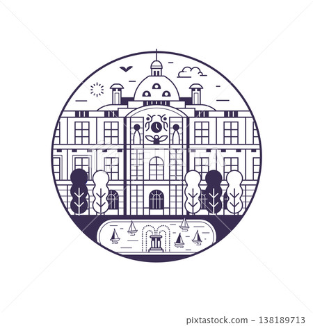 Luxembourg Palace Paris Landmark Line Icon 138189713