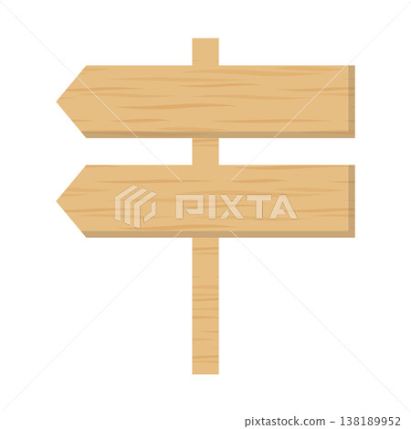 Wood-grain style sign with two arrows, light brown. 138189952