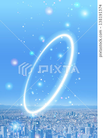 The sprawling cityscape of Tokyo and the distant mountain range 138191374