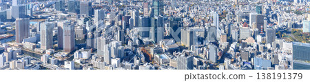 A panoramic view of Tokyo's densely packed skyscrapers. 138191379