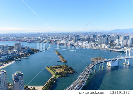 東京灣地區的廣角空拍圖 138191382