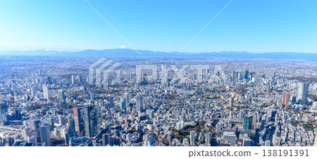 Aerial view of Tokyo with Mount Fuji in the distance. Aerial view of Tokyo with Mount Fuji in the distance. 138191391