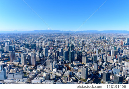A clear day in Tokyo, with Mount Fuji in the distance. A clear day in Tokyo, with Mount Fuji in the distance. 138191406