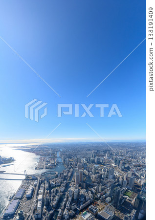 東京灣地區的廣闊鳥瞰圖 東京灣地區的廣闊鳥瞰圖 138191409